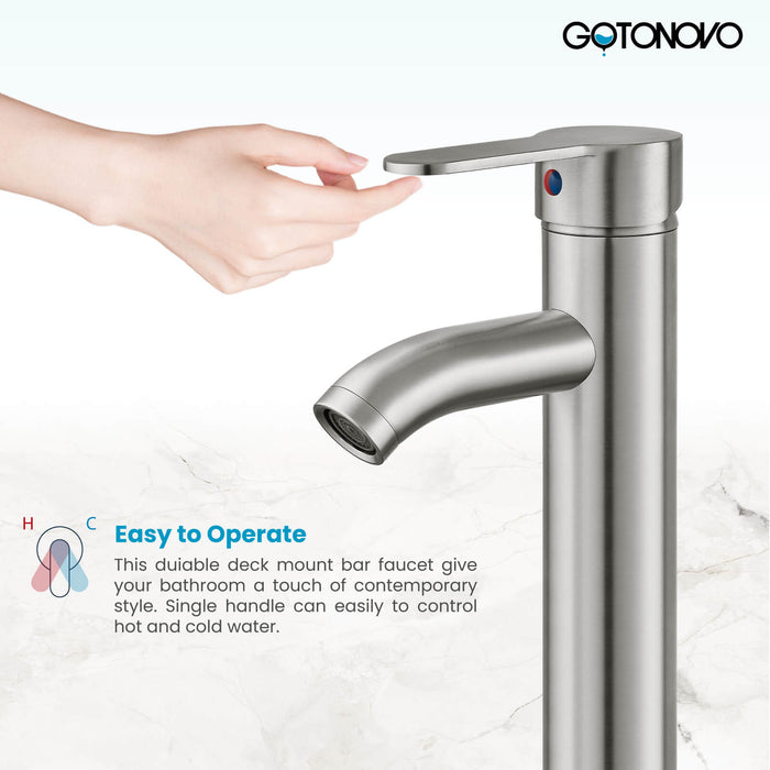 gotonovo Bathroom Vessel Sink Faucet Single Handle Lavatory Vanity Mixer Tap Tall Spout Single Hole