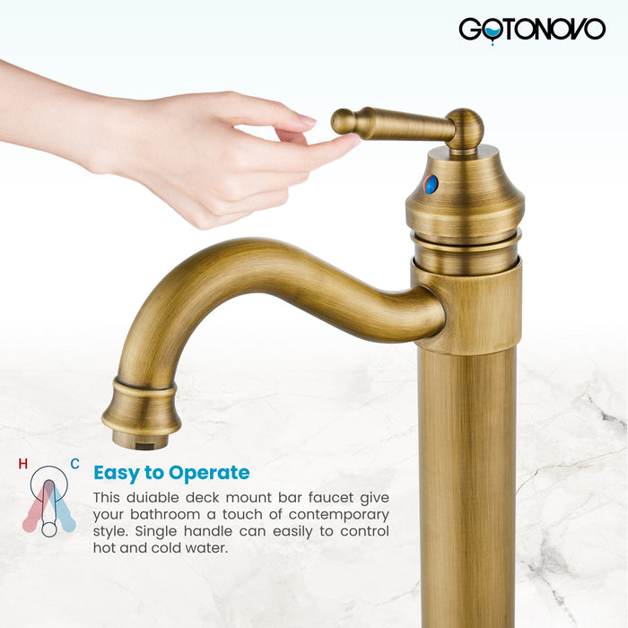 Brass Single Handle Bathroom Sink Faucet Brass Long Reach Bathroom Faucet Mixer Tap with Pop Up Drain Included Hot and Cold Water Hose