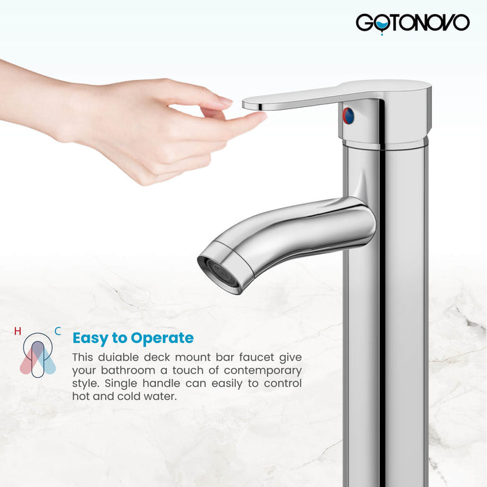 gotonovo Bathroom Vessel Sink Faucet Single Handle Lavatory Vanity Mixer Tap Tall Spout Single Hole