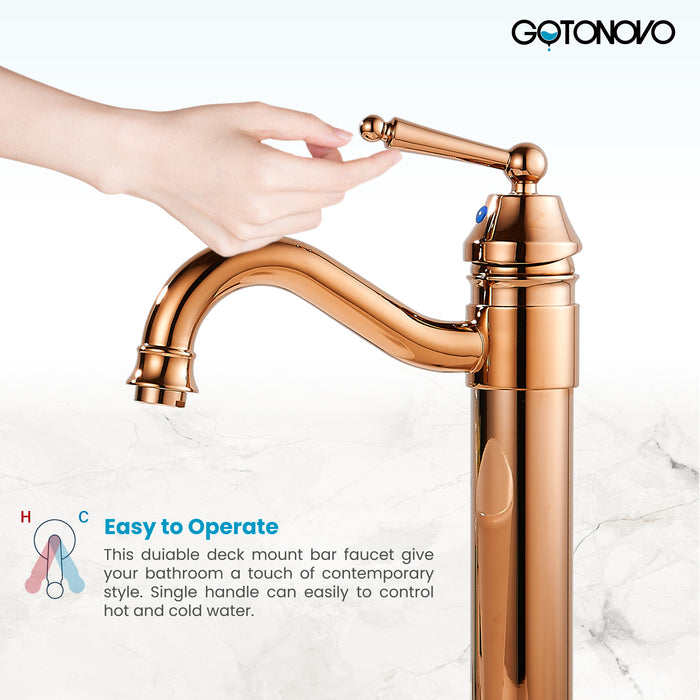 Brass Single Handle Bathroom Sink Faucet Brass Long Reach Bathroom Faucet Mixer Tap with Pop Up Drain Included Hot and Cold Water Hose