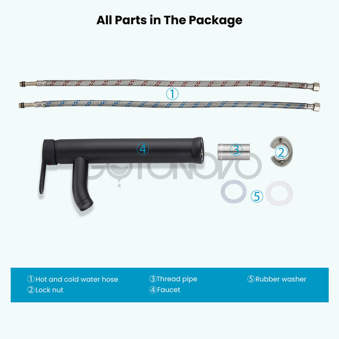 gotonovo Bathroom Vessel Sink Faucet Single Handle Lavatory Vanity Mixer Tap Tall Spout Single Hole