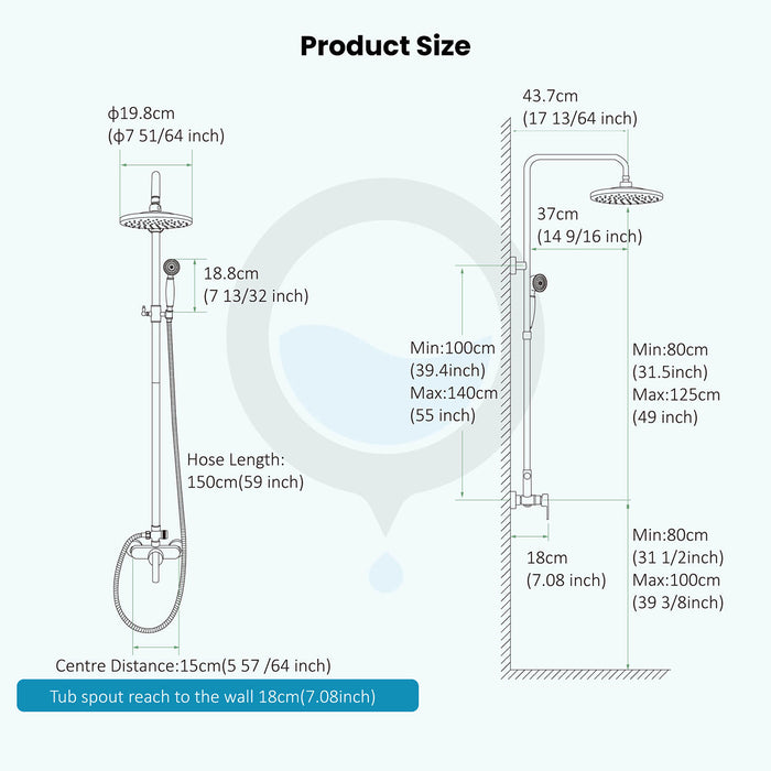 gotonovo douchesysteem met zichtbare pijp 8 inch regendouchekop douchekraan armatuur comboset messing enkele handgreep met handsproeier verstelbare schuifbalk dubbele functies