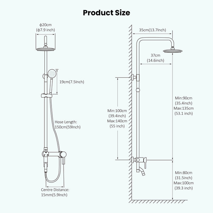 gotonovo Shower Fixture Wall Mount SUS 304 Stainless Steel Triple Function with Hand Sprayer and Tub Spout 8 Inch Rainfall Shower Head Shower faucet Set Bathroom Complete Set