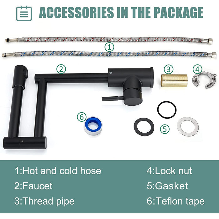 gotonovo Pot Filler Faucet Deck Mounted Single Handle Double Joints Free Rotating Modern Deck Mounted Countertop Retractable Commercial Kitchen Sink Faucet Stainless Steel