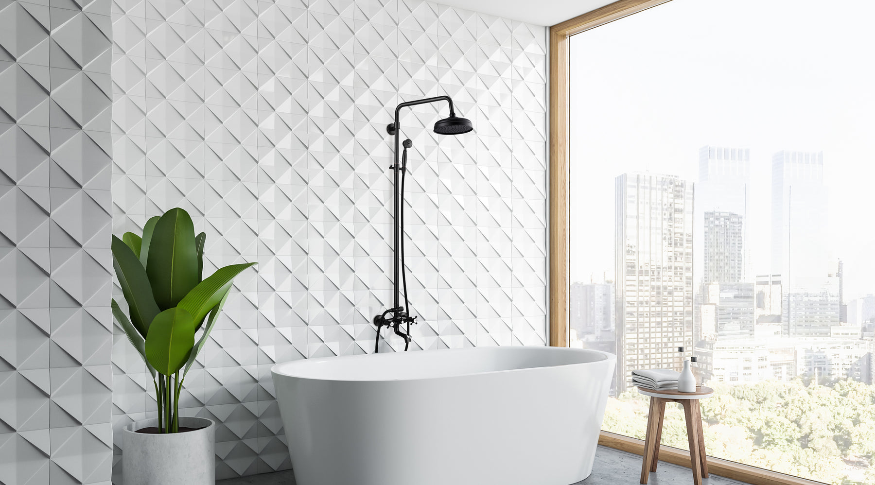 Bathroom Luxury Shower Faucet Rain Mixer 8 Inch Round Head Double Cross Handle