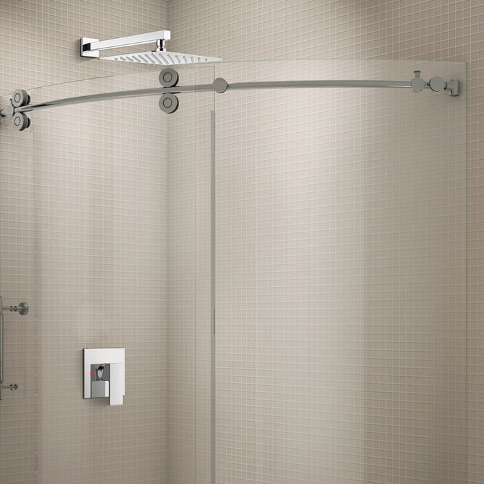 10 Inch Rain Shower Head System Polish Chrome Shower Combo Set Bathroom Wall Mount Mixer Shower Faucet Rough-In Valve and Shower Arm Included