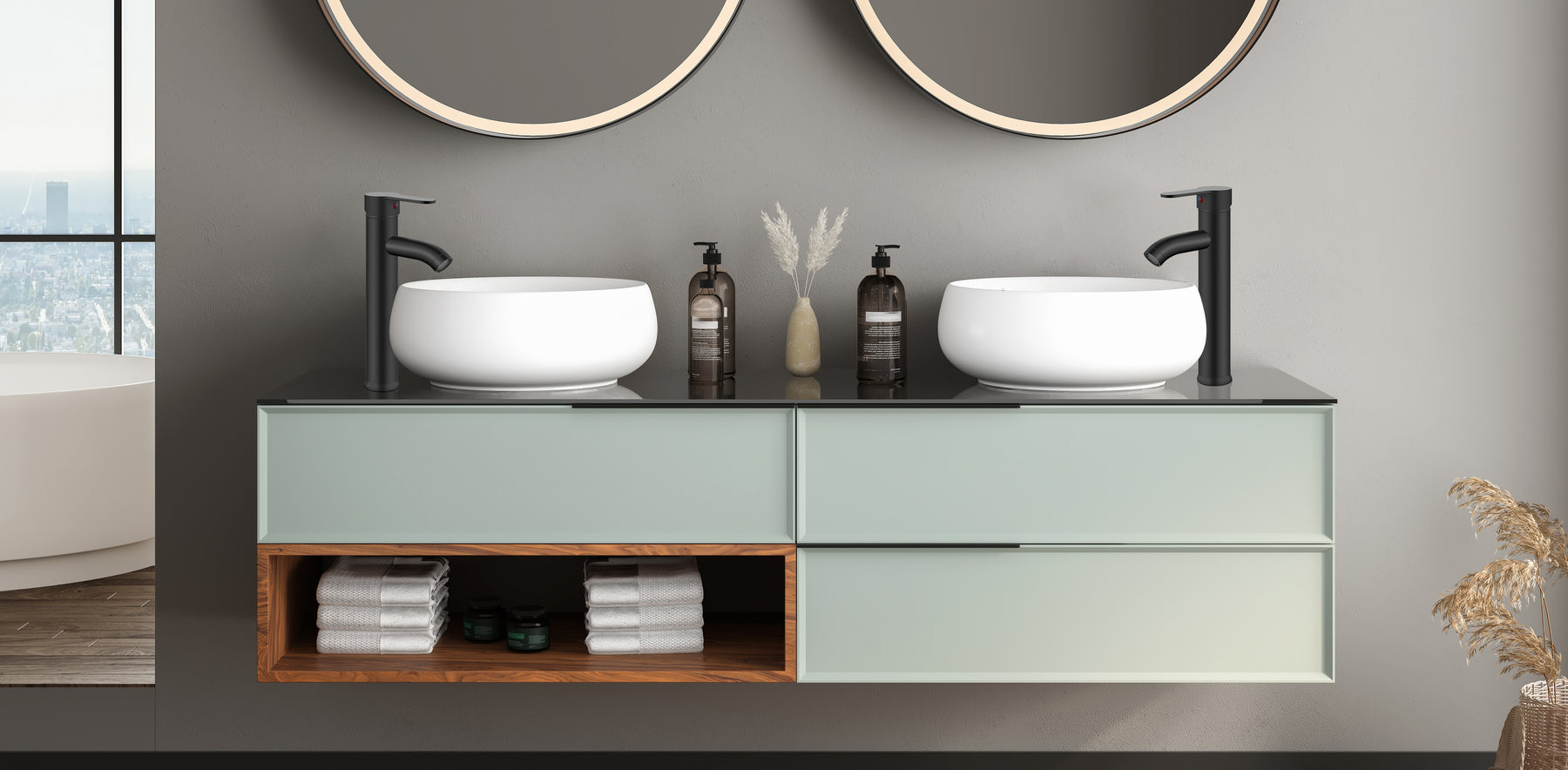 Bathroom Vessel Bowl Sink Faucet Matte Black Single Handle Lavatory Vanity Mixer Bar Tap with Pop Up Drain Combo Tall Spout Single Hole Deck Mount