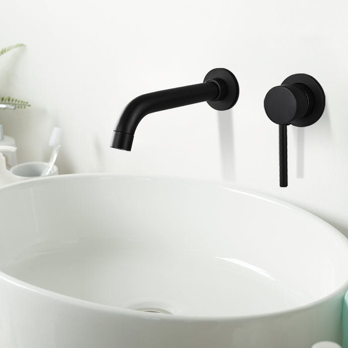 Wall Mounted Bathroom Faucet Rough in Valve Included Matte Black Bathroom Sink Faucet Single Lever Handle