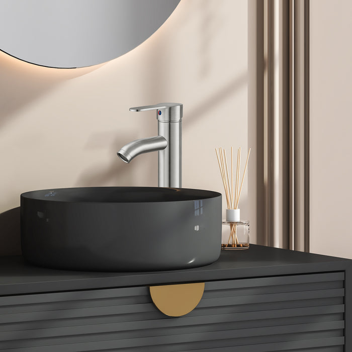 Vessel Sink Bathroom Faucet Brushed Nickel Single HandleDeck Mounted Lavatory Vanity Tap Modern Design Commercial