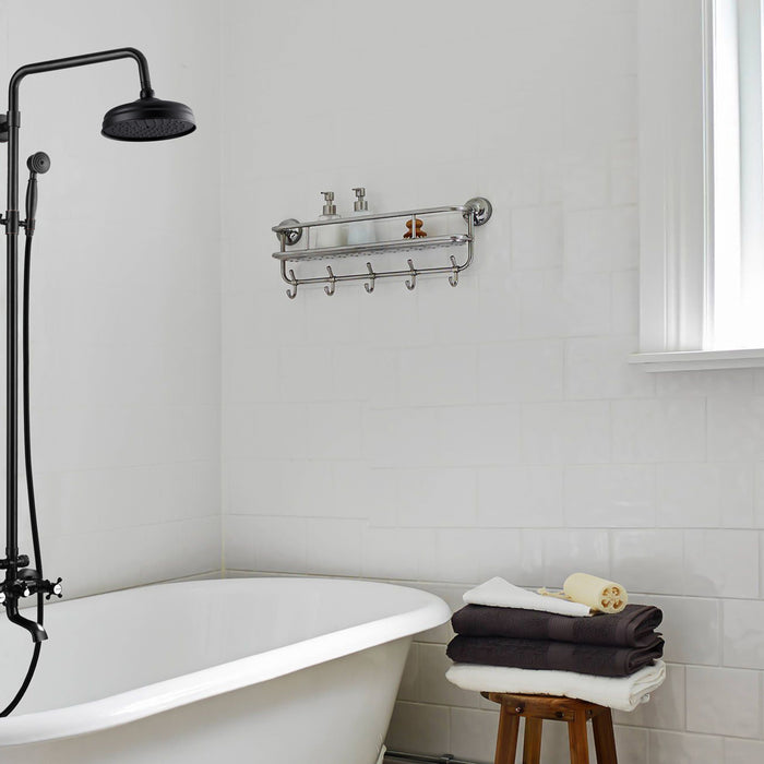 Bathroom Luxury Shower Faucet Rain Mixer 8 Inch Round Head Double Cross Handle Bathroom Hand Spray with Tub Spout Wall Mount Bathroom Fixtures