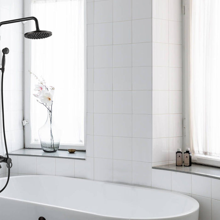 Oil Rubbed Bronze Shower Set 8-Inch Rainfall Shower Head Sinlge handle Shower Faucet Kit with Hand Held Spray High End Luxury