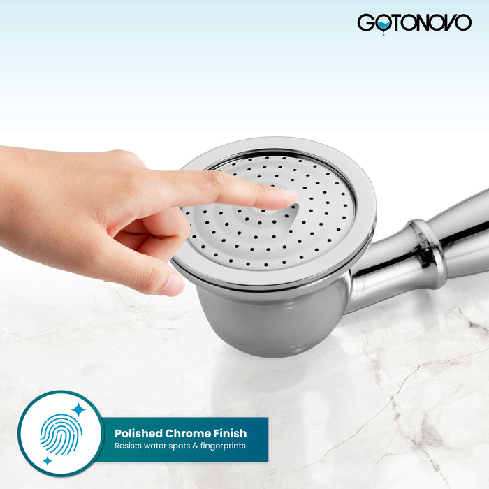 gotonovo Handheld Shower Head Showerhead Handheld Sprayer Shower Wand Removable Shower Head Powerful Shower Heads High Pressure Round
