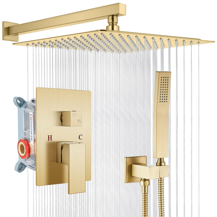 gotonovo Rain Shower Combo Set Wall Mounted  2-Function Rainfall Shower Head With Handheld Spray Rough-in Valve Body and Trim Included