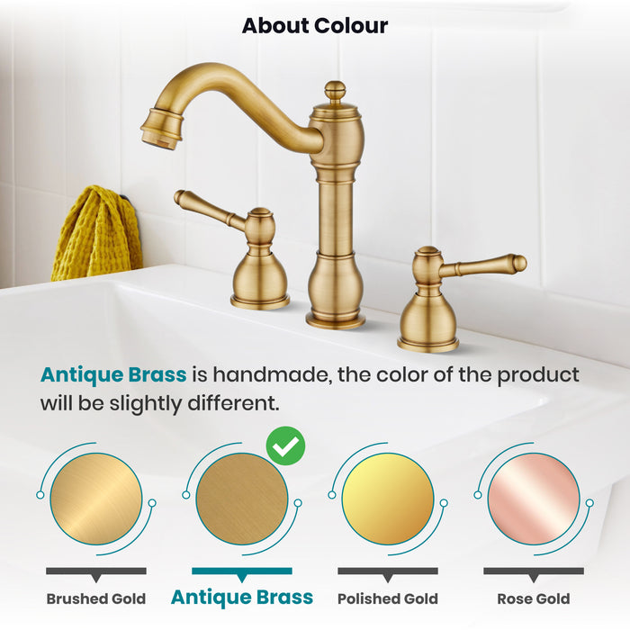 gotonovo 8 Inch Widespread Bathroom Faucets for Sink 3 Hole 2 Lever Handle Deck Mount with Pop Up Drain Hot and Cold Water Supply Lines