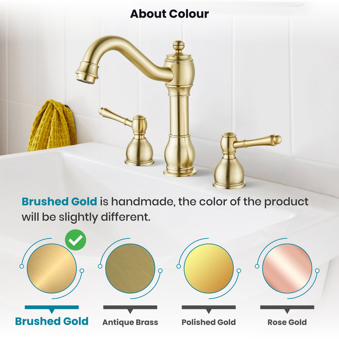 gotonovo 8 Inch Widespread Bathroom Faucets for Sink 3 Hole 2 Lever Handle Deck Mount with Pop Up Drain Hot and Cold Water Supply Lines