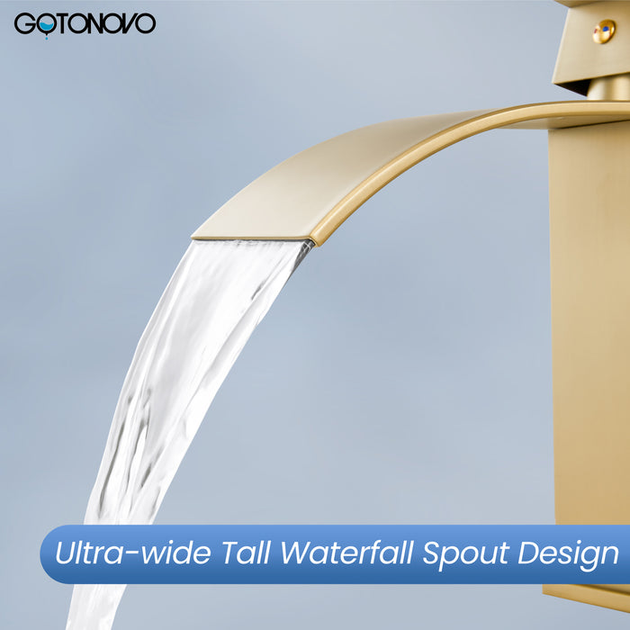 Gotonovo Waterval Badkamerkraan, Enkelgreeps Enkelgats Wastafelkraan, Rv Toilet Vessel Kraan Vanity Basin Commerciële Mengkraan met Pop-up Afvoer en Dekplaat