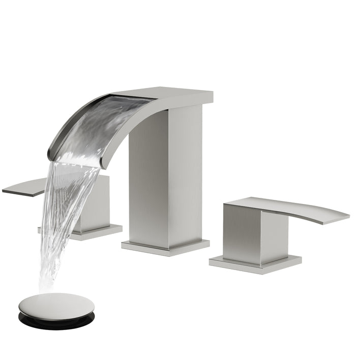 gotonovo Waterfall 8 inch Widespread Bathroom Faucet Set Bathroom Sink Faucet 3 Hole 2 Handle Vanity Lavatory Deck Mount with Pop Up Drain and Water Supply Lines