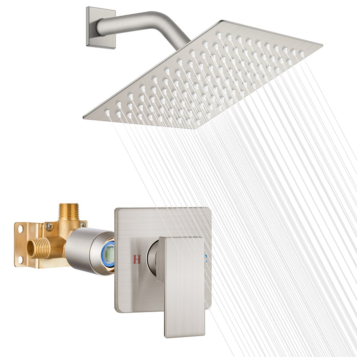 gotonovo Shower Head and Handle Set Shower Faucet Set Bathroom Rainfall Shower System Stainless Steel Showerhead Single Function Shower Trim Kit with Rough-in Valve