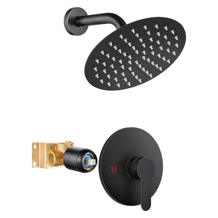gotonovo Shower Faucet Set, Single Function Shower Trim Kit, Wall Mount 8 Inch Round Rainfall Shower Head and Handle Set, Single Handle Shower System Set Rough-in Valve