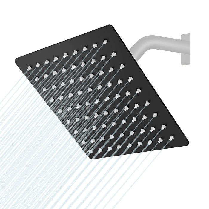 gotonovo 8 Inch Rainfall Showerhead Square Stainless Steel Rain Shower Head High Pressure Waterfall Crackproof Coverage with Silicone Nozzle 1/16" Ultra Thin Design Swivel Connector