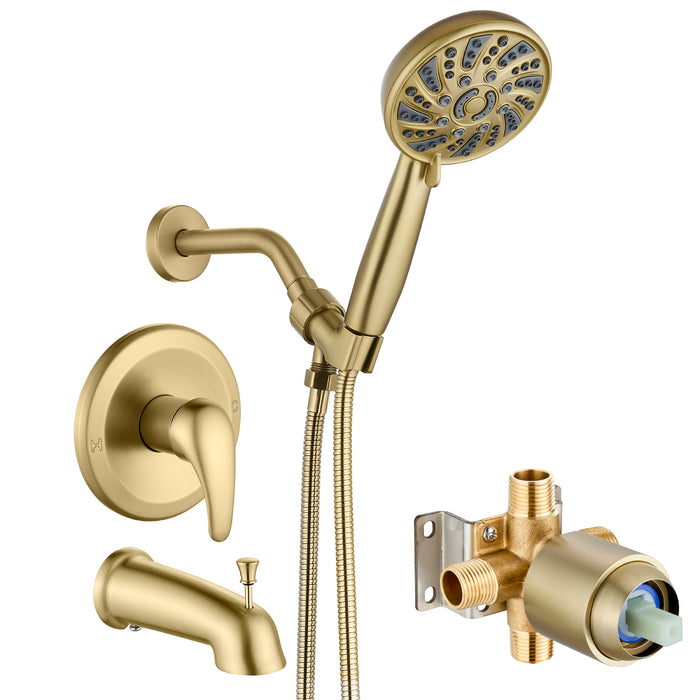 gotonovo Bathroom Shower Head Kit High Pressure Combo System Shower Faucet 6 Modes ABS Handheld Spray Shower Trim Kit Valve Included Shower Head and Handle Set