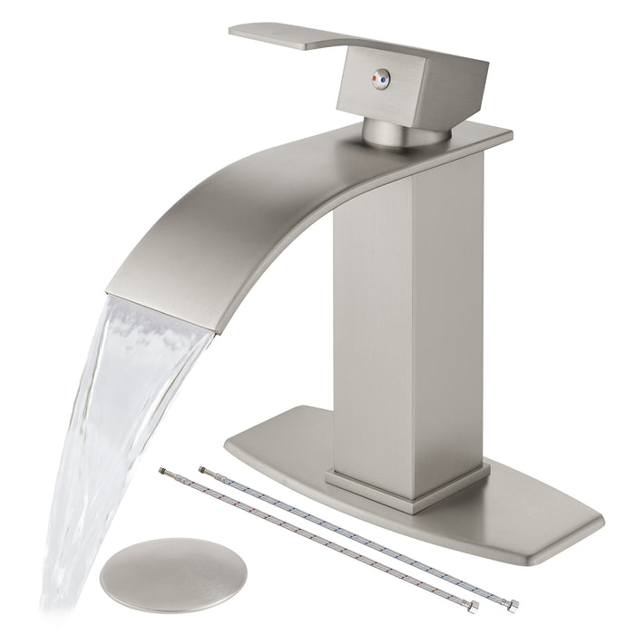 Gotonovo Waterval Badkamerkraan, Enkelgreeps Enkelgats Wastafelkraan, Rv Toilet Vessel Kraan Vanity Basin Commerciële Mengkraan met Pop-up Afvoer en Dekplaat