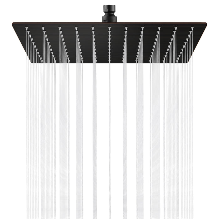 gotonovo Rainfall Shower Head 10 Inch Stainless Steel Square Rainfall  High Pressure Bath Rain Showerhead 1/16" Ultra Thin Waterfall Full Body Coverage with Silicone Nozzle
