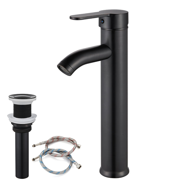 gotonovo Bathroom Vessel Sink Faucet Single Handle Lavatory Vanity Deck Mount Sink Tap with Pop Up Drain( Tall Type& Short Type)