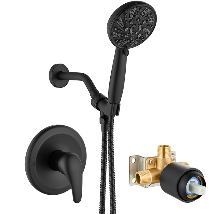 gotonovo Bathroom Shower Head Kit High Pressure Valve Combo System Shower Faucet 6 Modes ABS Handheld Spray Shower Trim Kit Valve Included Single Shower Head