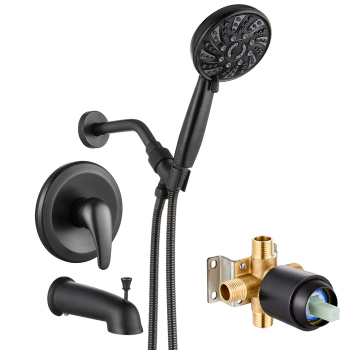 gotonovo Bathroom Shower Head Kit High Pressure Combo System Shower Faucet 6 Modes ABS Handheld Spray Shower Trim Kit Valve Included Shower Head and Handle Set