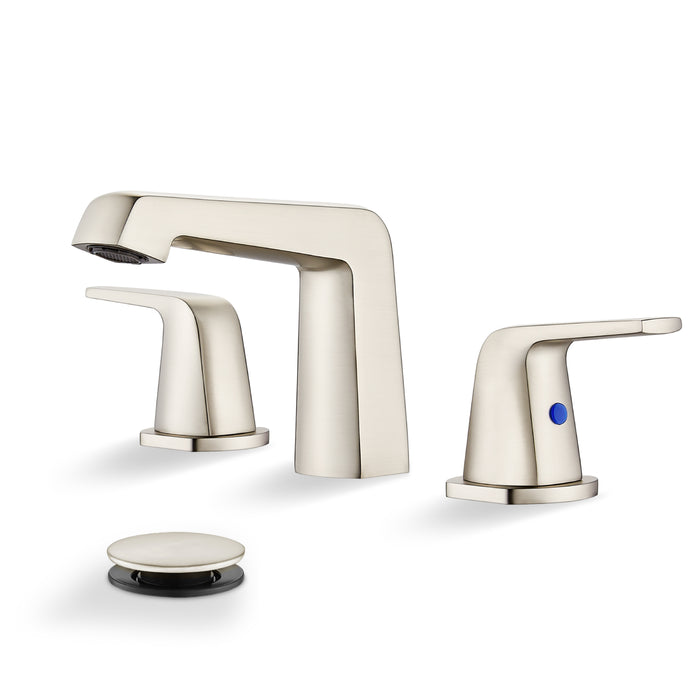 gotonovo Bathroom Sink Faucet 3 Holes 2 Handles Widespread 8 Inch Bathroom Faucet with Pop Up Drain Hot Cold Water Supply Lines Lavatory Vanity Mixer Tap, Thick Style
