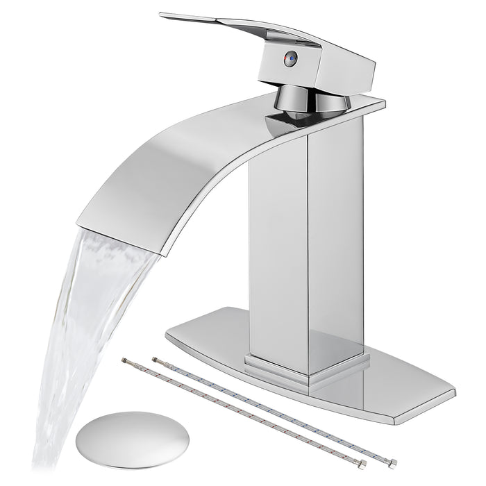 Gotonovo Waterval Badkamerkraan, Enkelgreeps Enkelgats Wastafelkraan, Rv Toilet Vessel Kraan Vanity Basin Commerciële Mengkraan met Pop-up Afvoer en Dekplaat