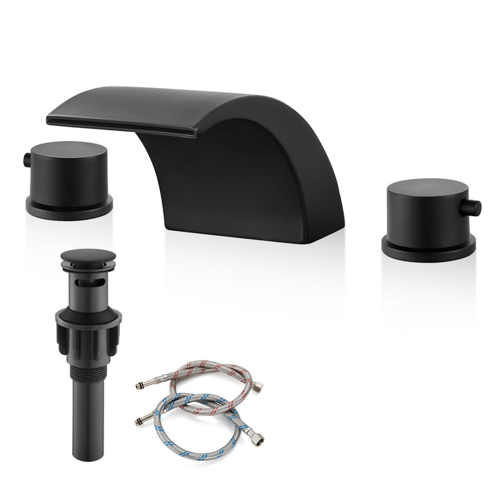 gotonovo 8 Inch Waterfall Widespread Bathroom Sink Faucet 3 Holes Deck Mounted 8-16 Inch Double Handles Commercial with Pop Up Drain