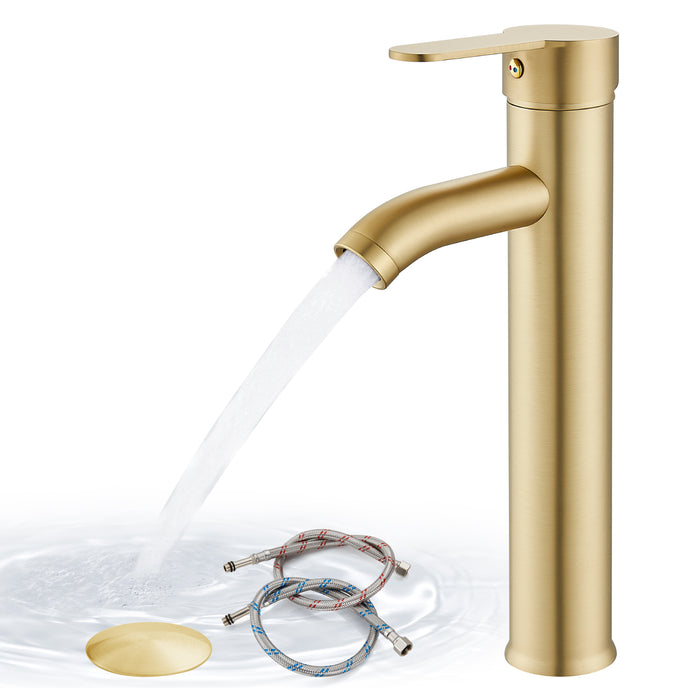 gotonovo Bathroom Vessel Sink Faucet Single Handle Lavatory Vanity Deck Mount Sink Tap with Pop Up Drain( Tall Type& Short Type)