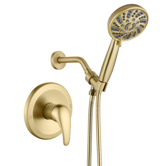 gotonovo Bathroom Shower Head Kit High Pressure Valve Combo System Shower Faucet 6 Modes ABS Handheld Spray Shower Trim Kit Valve Included Single Shower Head