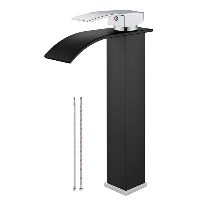 gotonovo Tall Waterfall Bathroom Vessel Sink Faucet Modern Bathroom Vanity Faucet Single Handle Single Hole Farmhouse Bar Mixer Tap Washbasin Faucet Deck Mount