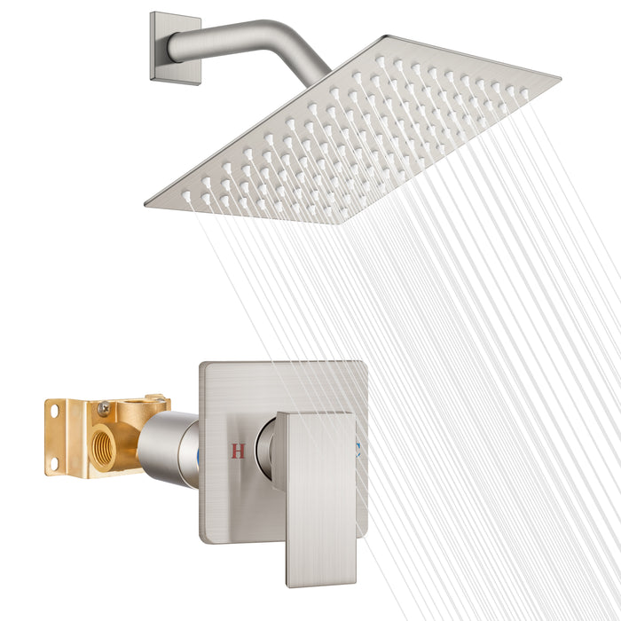 gotonovo Shower Head and Handle Set Shower Faucet Set Bathroom Rainfall Shower System Stainless Steel Showerhead Single Function Shower Trim Kit with Rough-in Valve