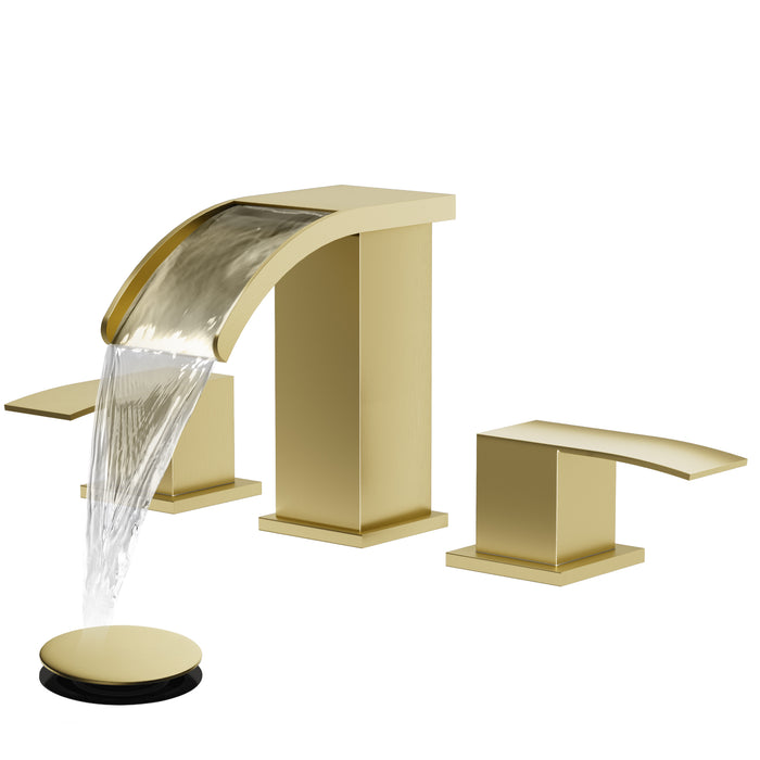 gotonovo Waterfall 8 inch Widespread Bathroom Faucet Set Bathroom Sink Faucet 3 Hole 2 Handle Vanity Lavatory Deck Mount with Pop Up Drain and Water Supply Lines