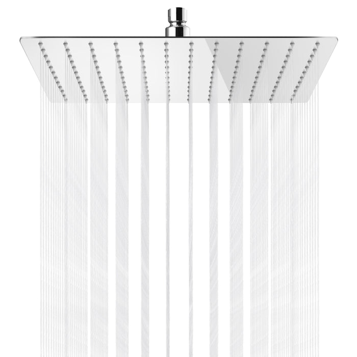 gotonovo Rainfall Shower Head 10 Inch Stainless Steel Square Rainfall  High Pressure Bath Rain Showerhead 1/16" Ultra Thin Waterfall Full Body Coverage with Silicone Nozzle