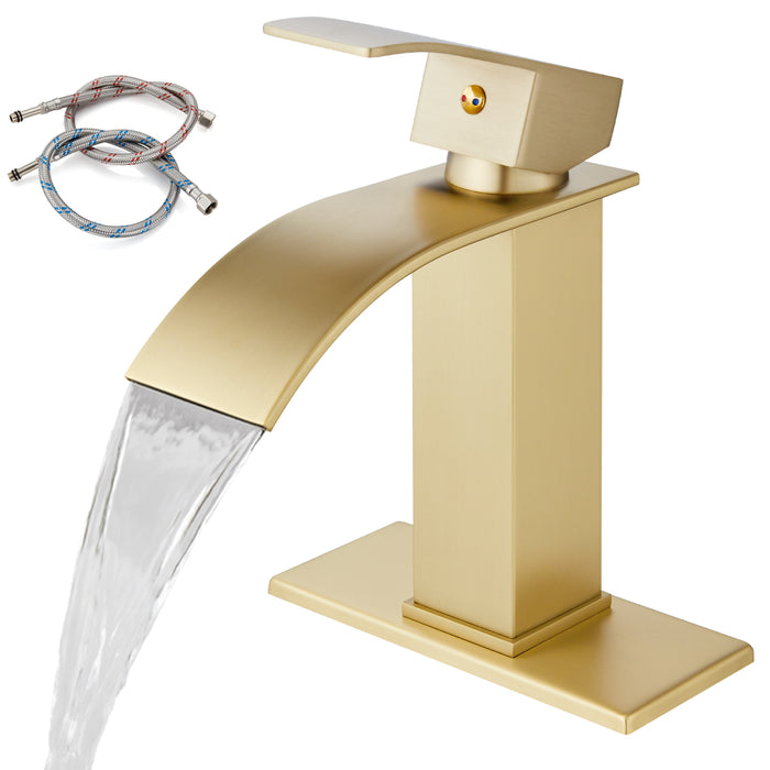 gotonovo Waterfall Bathroom Faucet,Single Handle Bathroom Faucets for Sink 1 Hole,Bathroom Sink Faucet Stainless Steel Mixer Tap Wash Basin Faucet