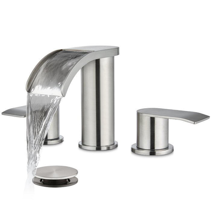 gotonovo 8 inch Waterfall Widespread Bathroom Faucet Set Bathroom Sink Faucet 3 Hole 2 Handle Vanity Lavatory Deck Mount with Pop Up Drain and Water Supply Lines