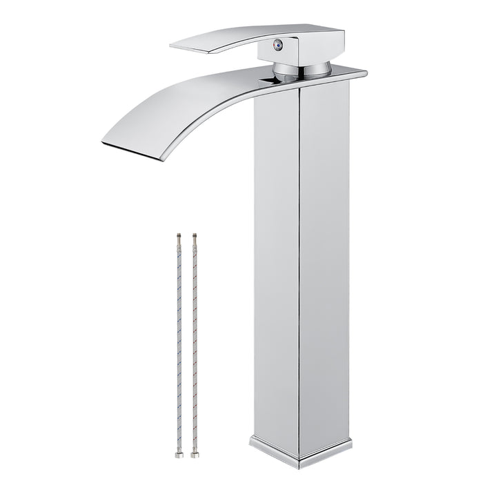 gotonovo Tall Waterfall Bathroom Vessel Sink Faucet Modern Bathroom Vanity Faucet Single Handle Single Hole Farmhouse Bar Mixer Tap Washbasin Faucet Deck Mount