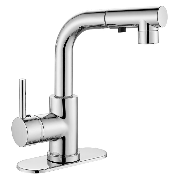 Bathroom Faucets with Pull Down Sprayer Bar Sink Faucets Deck Mount Single Handle 1 Hole Kitchen Faucet Three Water Flow Modes with Rotating Spout Laundry Utility RV Faucet