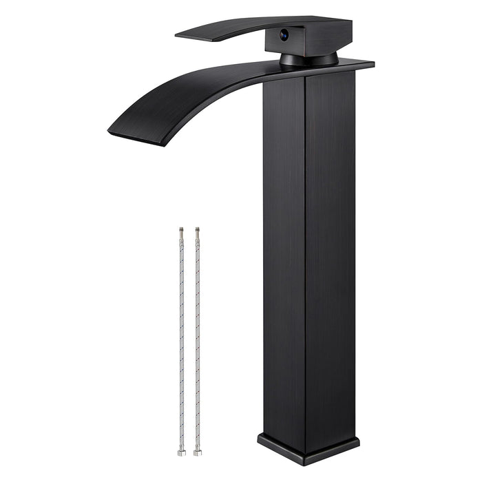 gotonovo Tall Waterfall Bathroom Vessel Sink Faucet Modern Bathroom Vanity Faucet Single Handle Single Hole Farmhouse Bar Mixer Tap Washbasin Faucet Deck Mount