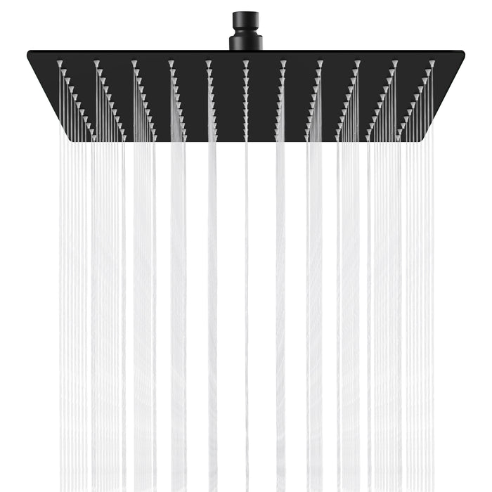 gotonovo Rainfall Shower Head 10 Inch Stainless Steel Square Rainfall  High Pressure Bath Rain Showerhead 1/16" Ultra Thin Waterfall Full Body Coverage with Silicone Nozzle