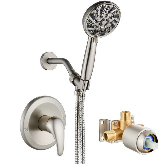 gotonovo Bathroom Shower Head Kit High Pressure Valve Combo System Shower Faucet 6 Modes ABS Handheld Spray Shower Trim Kit Valve Included Single Shower Head