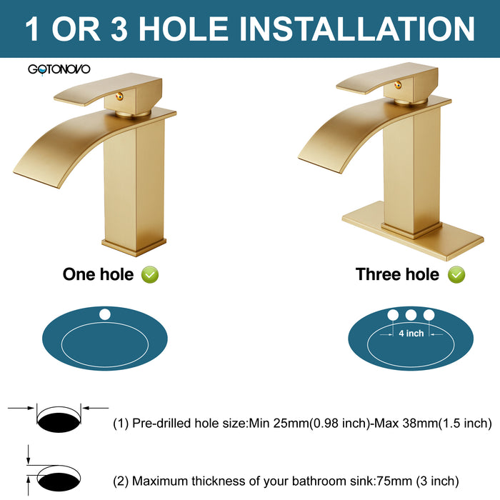 Gotonovo Waterval Badkamer Wastafel Kraan Enkel Gat 1 Handgreep Toilet Vanity Kraan Met Dekplaat Dekmontage Warm &amp; Koud Water Mengkraan
