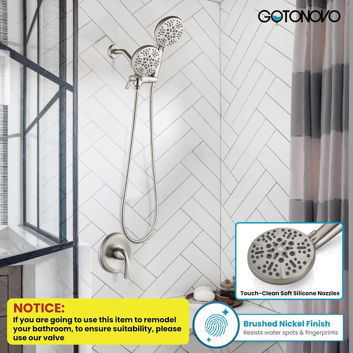 gotonovo Shower Head Combo Rain Fall Shower System with Handheld Shower and Showerhead Shower Faucet Set (Valve Included)
