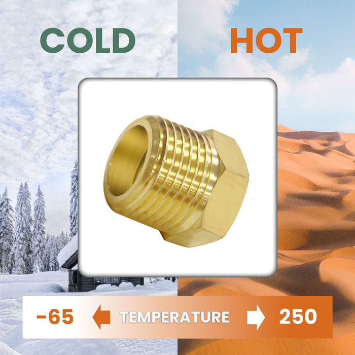 Brass Pipe Fitting 1/4 Inch Female Pipe 1/2 Inch Male Reducer Adapter Air Hose Adapter Metal Pipe Adapter 2 Pack