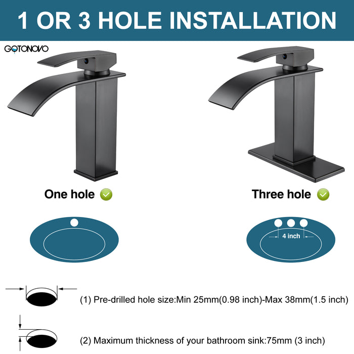 Gotonovo Waterval Badkamer Wastafel Kraan Enkel Gat 1 Handgreep Toilet Vanity Kraan Met Dekplaat Dekmontage Warm &amp; Koud Water Mengkraan